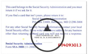 Fake SSN For Sale - Buy a Fake Social Security Card online BACK