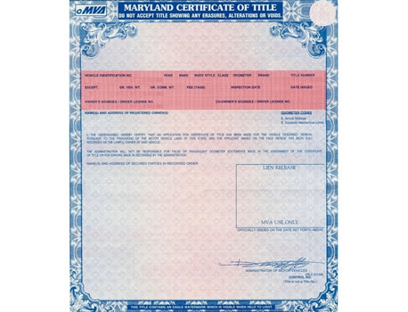 Duplicate title in maryland