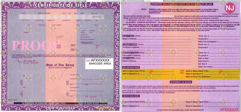 new jersey car title